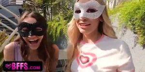 Naughty Teen Bffs Prank Neighbor And Get Hardcore Screw To Escape Trouble - Lesbian, Group Sex, Big Ass, 18 Years Old