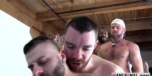 REAL MEN FUCK - Burly hunk gets bukkake cum facial