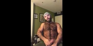 Hairy Lumberjack Masturbates, Showing Off His Cock