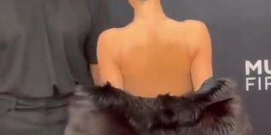 Bianca Censori Breasts Scene  in The Grammy Awards