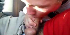 Sucking my buddy's big cock in the car