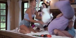 GIRLSWAY Lesbian Pillow Fight On A Rainy Day - Emma Hix, Gabbie Carter And Eliza Ibarra (Emma Carter, Rainy Day Jordan, ????Emma Hix????)