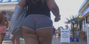 big fat ass girl grey shorts