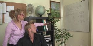 Hot mature office boss rides his big cock