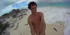 Big-Cock Men Jerk Off at a Cuba Beach