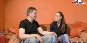 German girl next door teen at real first time casting with stranger