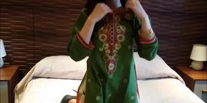 Selina Begum in Green Salwar Kameez, Underwear & High Heels