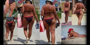 BBW GRANNY on the beach (Big ass fat tits)