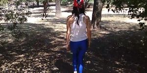 sexy girl in blue legings in the park1.mp4