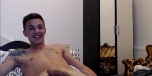 European Twink Strokes Big Cock on Cam