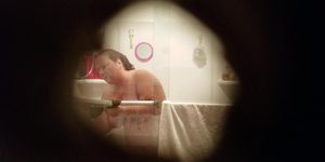 Fat Grandma Christine Krug taking a shower. See her nude body. 11-27-2017