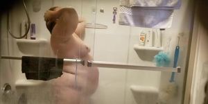 Fat Grandma Christine Krug takes a bath and shower. 7-21-18