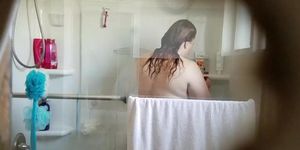 Fat Chrissy in the shower. 2-28-2018 part 1