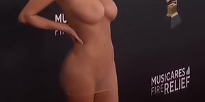 Bianca Censori Nude Dress Grammy Award Stunt Uncensored AI Upscaled Enhanced