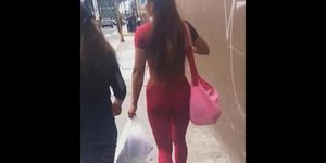 tight red spandex brunette big ass