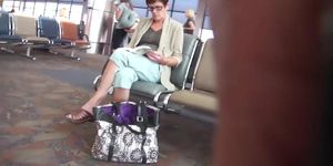 Teen At Airport Shows Off Feet And Cameltoe