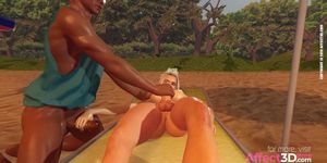 Big Boobs Futanari Babe Fucking A Black Guy On A Beach In A 3D Animation