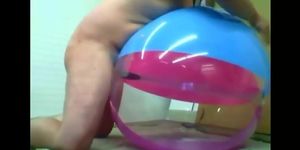 Daddy Plays with Inflatable Beach Ball Sex Toy