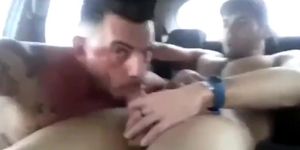 Latino Gay Couple's Steamy Car Blowjob