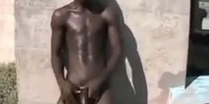 African Men Jerk Off Outdoors for Cash