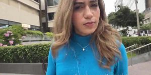 cumwalk with a double facial and cum on sweater