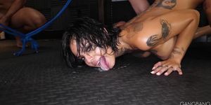 Ohh thats NAAASTY licking cum off the floor (Chris Cock, Randy Denmark, Eddie Jaye, Scotty P, Genevieve Sinn, Kinsley Anne)