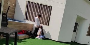 Young School Boys Have Sex On The School Terrace And Are Caught On A Security