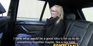 FakeTaxi Taxi driver fucks glasses blonde on backseat