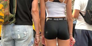 slim teen spandex shorts ass