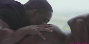 Black guys DeAngelo Jackson and Liam Cyber outdoor anal fuck