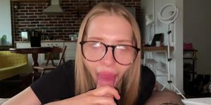 Sexy Head Girl POV Blowjob - Mouth Full of Cum