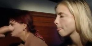 Italian dude, gives a mouthful to two sexy looking bitches