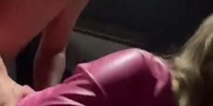 give my girlfriend my cock from behind with her pink jacket on