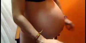 pregnant dani with twins creaming the huge belly