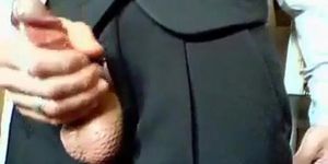 Amateur Daddy Stroking Hard in a Suit (Silver Fox)