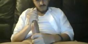 Huge Cock Latin Stud Explodes with Cum on Webcam