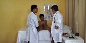 Asian analgaping sucked by doctor while checking him