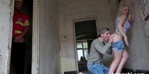 Curious Bi couple fucks construction worker