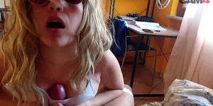 College hottie sucking and stroking dick pov style (Horny_Amateur Horny_Amateur)