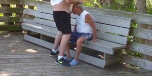 Daddies Have Outdoor Fun in Public Park