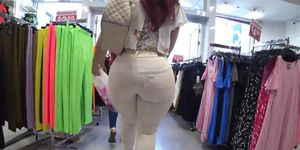 redhead big fat ass white jeans