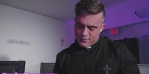 GENDERFLUXXX - Trans babe deepthroating fake priest while wanking her cock