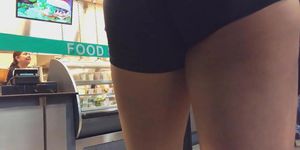 hot volley girl round ass black tight spandex short