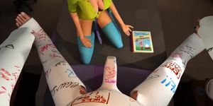 3Dgspot - Horny Brunette Deepthroats And Fucks A Man'S Big Dick In Plaster! 3D Cartoon Porn!