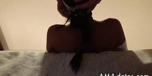 Bound, Gagged, and Hooded Blowjob with a Huge Oral Creampie