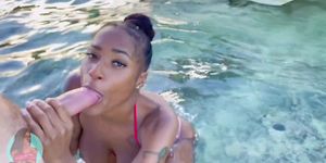 Sarai Minx - Ebony Getting Cumshot On Public Beach