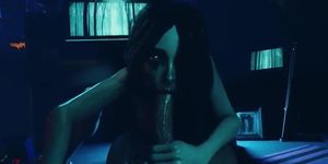 Perilous Gaze (Sadako): Blowjob, Creampie, Bondage, Deepthroat, Domination, Huge Breasts, 60FPS, 3D Animation, Huge Ass, Hentai,