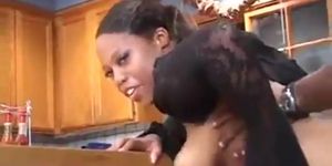 Thick Ebony Teen Taking Cock In The Kitchen