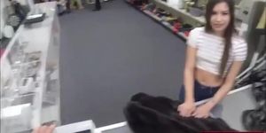 Cute teen getting a hard dick in the pawnshop