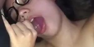 Cute College Bitch Blowing Two Men